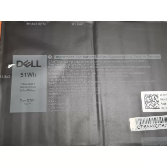 OEM gyári akku Dell XPS 13 7390 2-in-1, P103G, P103G001 (52TWH) - Image 2